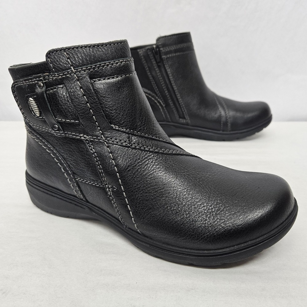 Clarks‎ Carleigh Style Black Leather Ankle Boots 26180394 Women's Size 7.5M